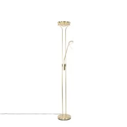 QAZQA Moderne Vloerlamp Messing Met Leeslamp Incl. LED Dim To Warm - Diva -Beroemde Verlichtings Winkel 1000061868 0103