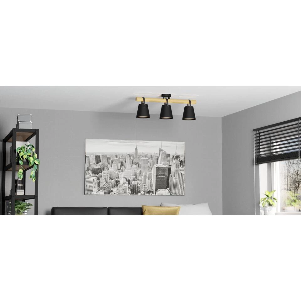 EGLO Boyle Plafondlamp - E27 - 78 cm - Zwart/Bruin/Wit 4 EGLO Boyle Plafondlamp - E27 - 78 cm - Zwart/Bruin/Wit - Afbeelding 2