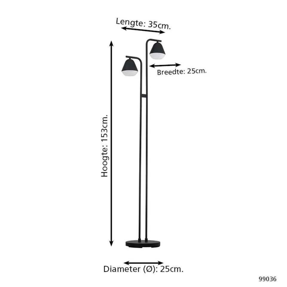 EGLO Palbieta - Staande lamp - GU10 - 153 cm - Zwart 6 EGLO Palbieta - Staande lamp - GU10 - 153 cm - Zwart - Afbeelding 4