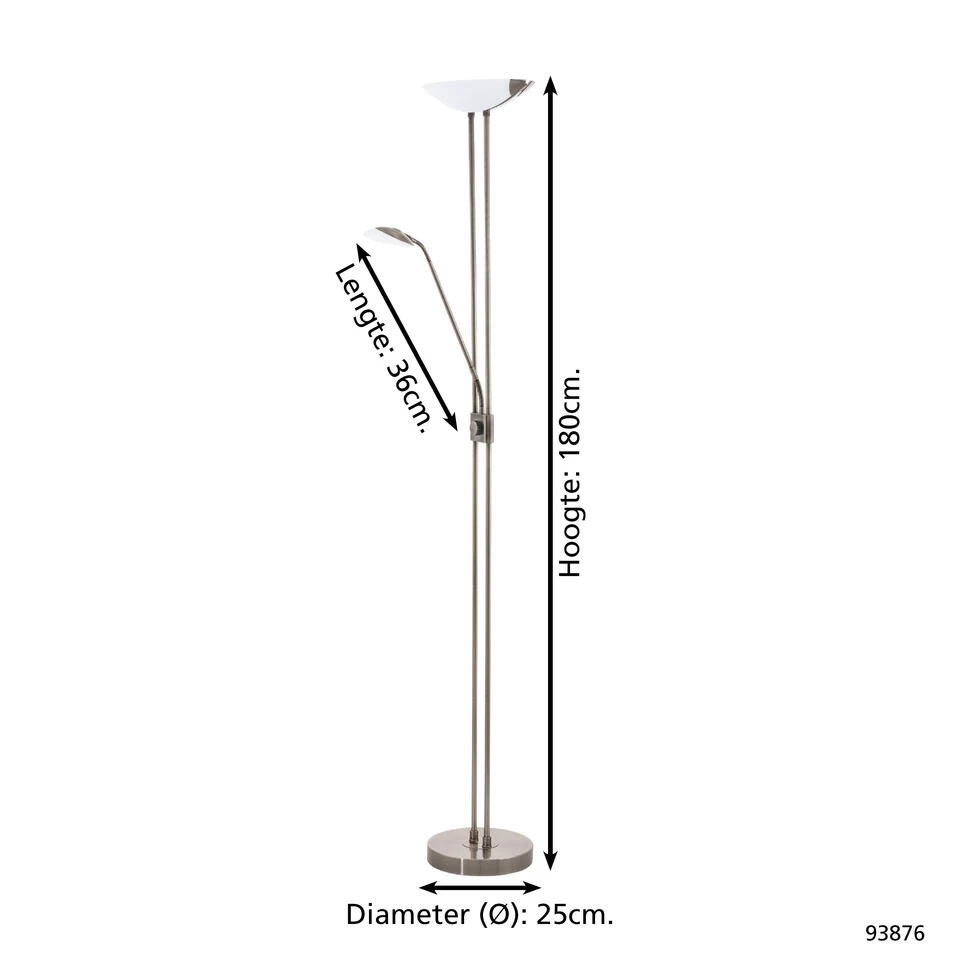 EGLO Baya Led Vloerlamp - LED - 180 Cm - Wit - Dimbaar 6 EGLO Baya Led Vloerlamp - LED - 180 Cm - Wit - Dimbaar - Afbeelding 4