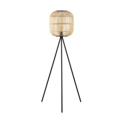 EGLO Bordesley Vloerlamp - E27 - 139 Cm - Zwart/Natuur