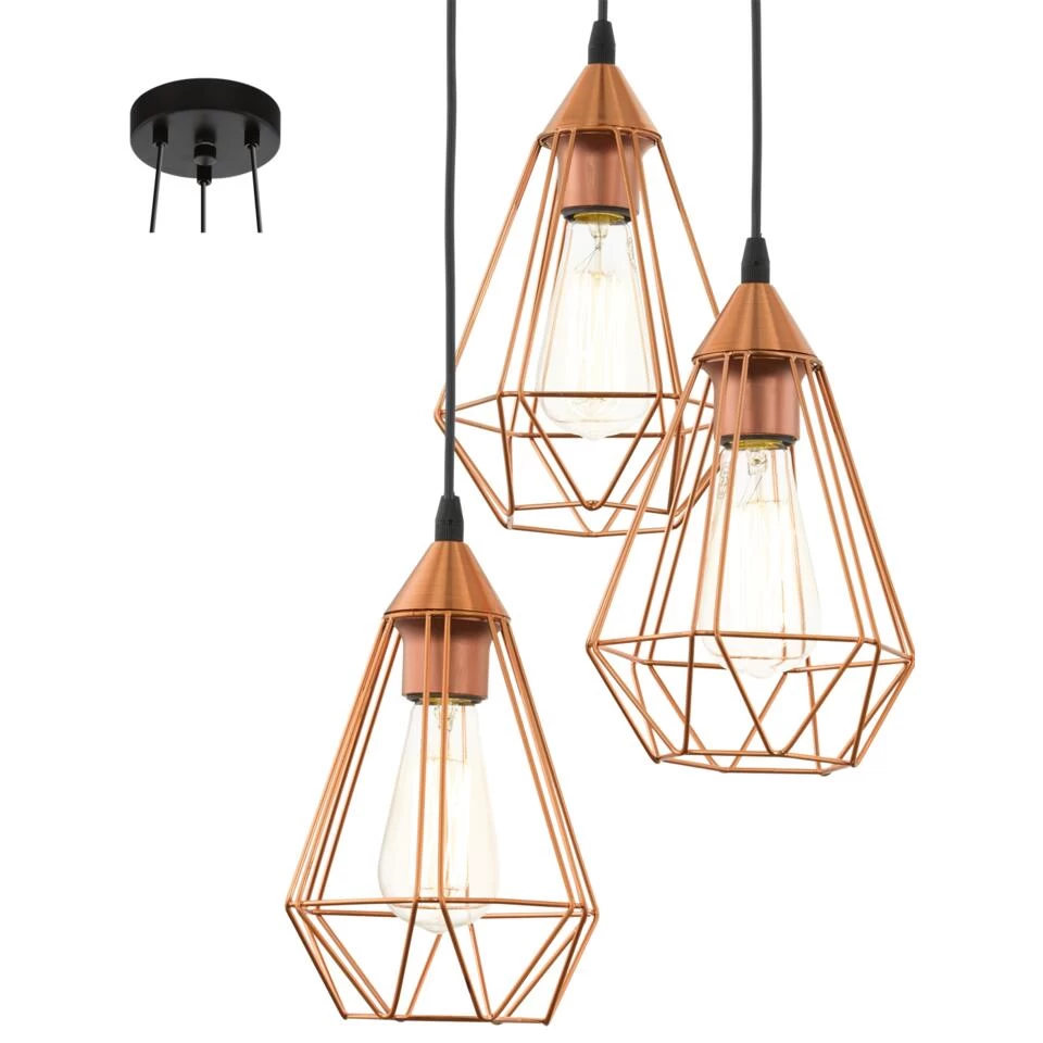 Eglo Tarbes Hanglamp Met Drie Kappen 6 Eglo Tarbes Hanglamp Met Drie Kappen - Afbeelding 4