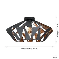 EGLO Carlton 6 Plafondlamp - E27 - Ø 47 cm - Zwart/Koper -Beroemde Verlichtings Winkel 1000070536 0103