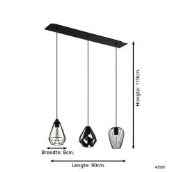 EGLO Distaff Hanglamp - E27 - 90 cm - Zwart 9 EGLO Distaff Hanglamp - E27 - 90 cm - Zwart -Beroemde Verlichtings Winkel 1000070676 0103