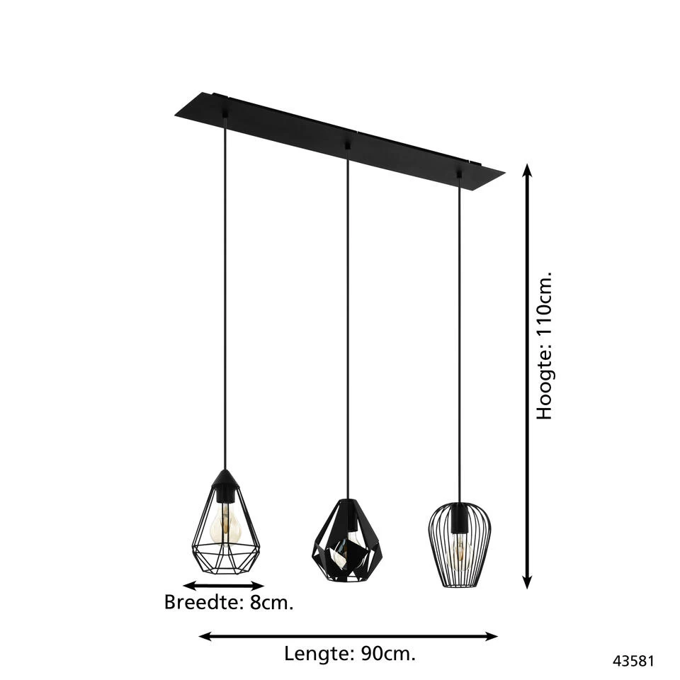 EGLO Distaff Hanglamp - E27 - 90 cm - Zwart 6 EGLO Distaff Hanglamp - E27 - 90 cm - Zwart - Afbeelding 4