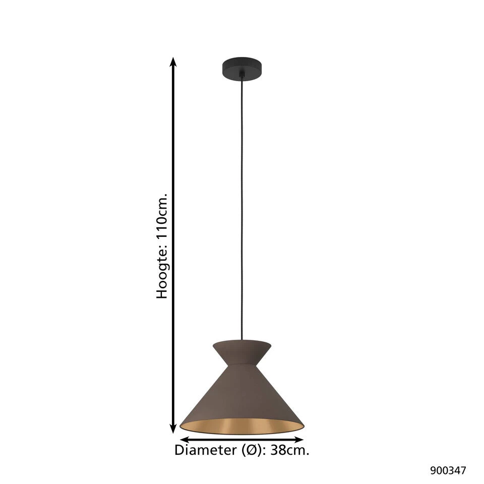 EGLO Nastasia Hanglamp - E27 - Ø 38 cm - Zwart/Cappuccino 6 EGLO Nastasia Hanglamp - E27 - Ø 38 cm - Zwart/Cappuccino - Afbeelding 4