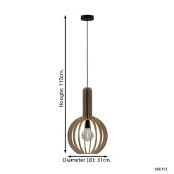 EGLO Velasco Hanglamp - E27 - Ø 31 cm - Ahorn/Zwart -Beroemde Verlichtings Winkel 1000070737 0103