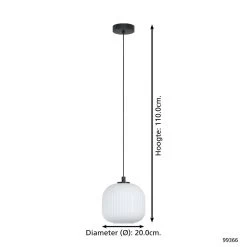 EGLO Mantunalle - Hanglamp - E27 - Ø 20 cm - Zwart -Beroemde Verlichtings Winkel 1000070826 0103