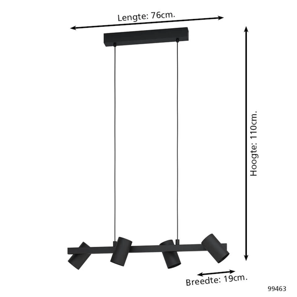 EGLO Gatuela 1 Hanglamp - E14 - 76 cm - Zwart 4 EGLO Gatuela 1 Hanglamp - E14 - 76 cm - Zwart - Afbeelding 2