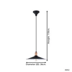 EGLO Vintage Bridport - Hanglamp - 1 Lichts - Ø360 mm. - Zwart - Koper 9 EGLO Vintage Bridport - Hanglamp - 1 Lichts - Ø360 mm. - Zwart - Koper -Beroemde Verlichtings Winkel 1000070894 0103