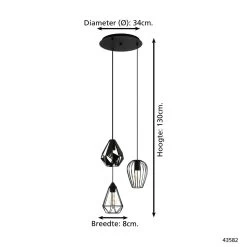 EGLO Distaff Hanglamp - E27 - Ø 34 cm - Zwart 9 EGLO Distaff Hanglamp - E27 - Ø 34 cm - Zwart -Beroemde Verlichtings Winkel 1000070937 0103