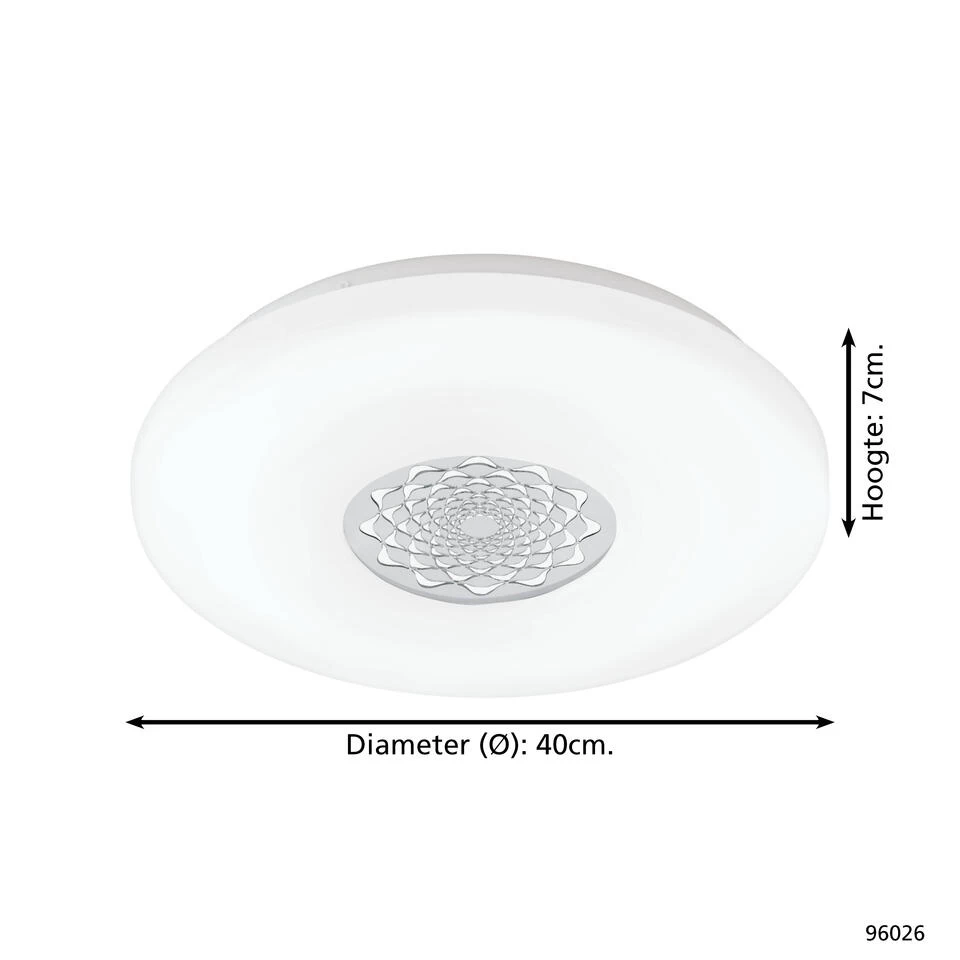 EGLO Capasso 1 - Wand/Plafondlamp - 1 Lichts - Ø340mm. - Wit, Chroom 6 EGLO Capasso 1 - Wand/Plafondlamp - 1 Lichts - Ø340mm. - Wit, Chroom - Afbeelding 4
