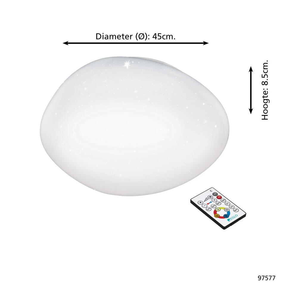 EGLO Sileras - LED plafondlamp - Ø45 cm - wit met kristal 6 EGLO Sileras - LED plafondlamp - Ø45 cm - wit met kristal - Afbeelding 4