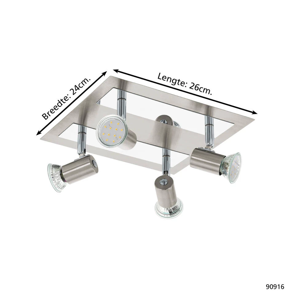 EGLO Rottelo - Plafondspots - 4 Lichts - Nikkel-Mat, Chroom 6 EGLO Rottelo - Plafondspots - 4 Lichts - Nikkel-Mat, Chroom - Afbeelding 4