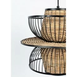 Giga Meubel Hanglamp Rotan & Metaal - 40x40x35cm - Lamp Carmen -Beroemde Verlichtings Winkel 1000073821 0102