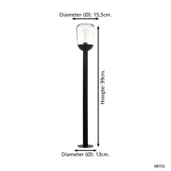 EGLO Donatori Staande Lamp Buiten - E27 - 99 Cm - Zwart -Beroemde Verlichtings Winkel 1000073948 0103