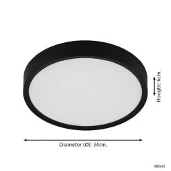 EGLO Musurita Plafondlamp - LED - Ø 34 cm - Zwart/Wit -Beroemde Verlichtings Winkel 1000076760 0103