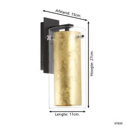 EGLO Pinto Gold Wandlamp - E27 - 27 Cm - Zwart/Goud 9 EGLO Pinto Gold Wandlamp - E27 - 27 Cm - Zwart/Goud -Beroemde Verlichtings Winkel 1000076828 0103