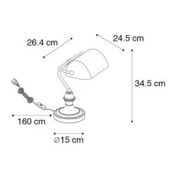 QAZQA Klassieke Notarislamp Brons Met Amber Glas - Banker -Beroemde Verlichtings Winkel 1000077128 0102