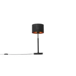 QAZQA Moderne Tafellamp Stoffen Kap Zwart Met Goud - VT 1