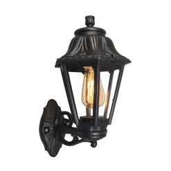 QAZQA Landelijke Buitenwandlamp Zwart IP44 - Anna
