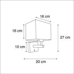 QAZQA Wandlamp Zwart Met USB En Vierkante Zwarte Kap - Combi 1 -Beroemde Verlichtings Winkel 1000078893 0102