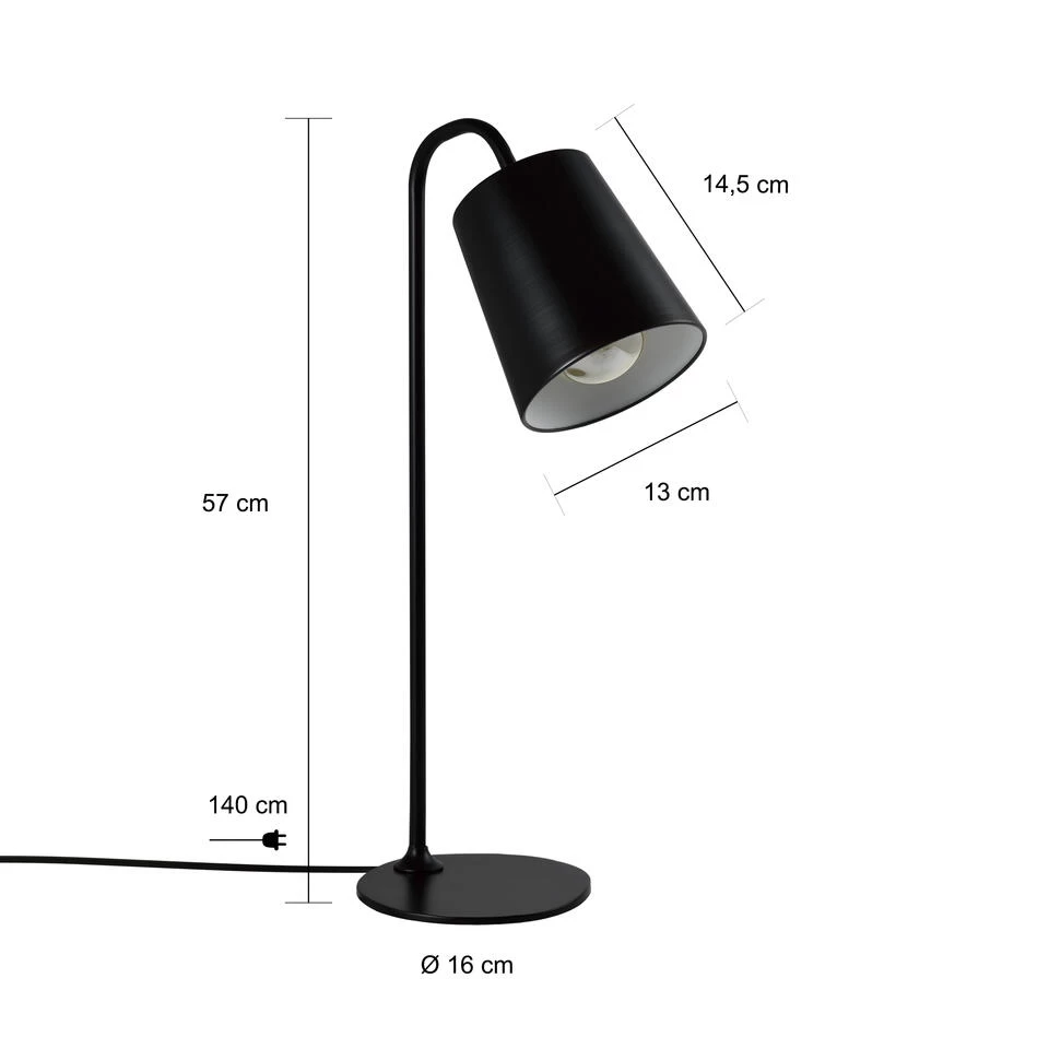 QUVIO Tafellamp Metaal Zwart - QUV5169L-BLACK 4 QUVIO Tafellamp Metaal Zwart - QUV5169L-BLACK - Afbeelding 2