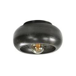 Zwarte Plafondlamp Skyler Rond Ø34 Cm - 34x35x18 Cm - Metaal - Zwart