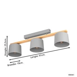 EGLO Mariel Plafondlamp - E27 - 91 Cm - Bruin -Beroemde Verlichtings Winkel 1000085396 0103