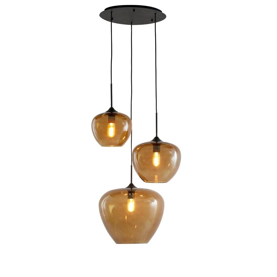 Hanglamp Mayson - Bruin Glas - Ø40cm - 3L 4 Hanglamp Mayson - Bruin Glas - Ø40cm - 3L - Afbeelding 2