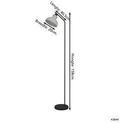 EGLO Matlock Vloerlamp - E27 - 158 Cm - Grijs/Zwart - Staal -Beroemde Verlichtings Winkel 1000091908 0103