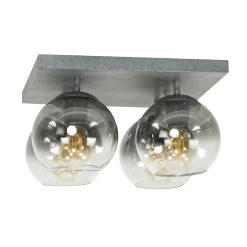 Plafondlamp Juliette Smokey Glass 4-lichts - 35x35x23 Cm - Glas - Grijs