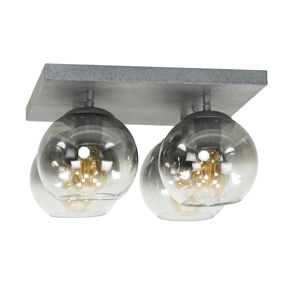 Plafondlamp Juliette Smokey Glass 4-lichts - 35x35x23 Cm - Glas - Grijs 3 Plafondlamp Juliette Smokey Glass 4-lichts - 35x35x23 Cm - Glas - Grijs