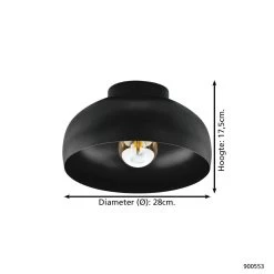 EGLO Mogano 2 Plafondlamp - E27 - Ø28 Cm - Zwart -Beroemde Verlichtings Winkel 1000092648 0103