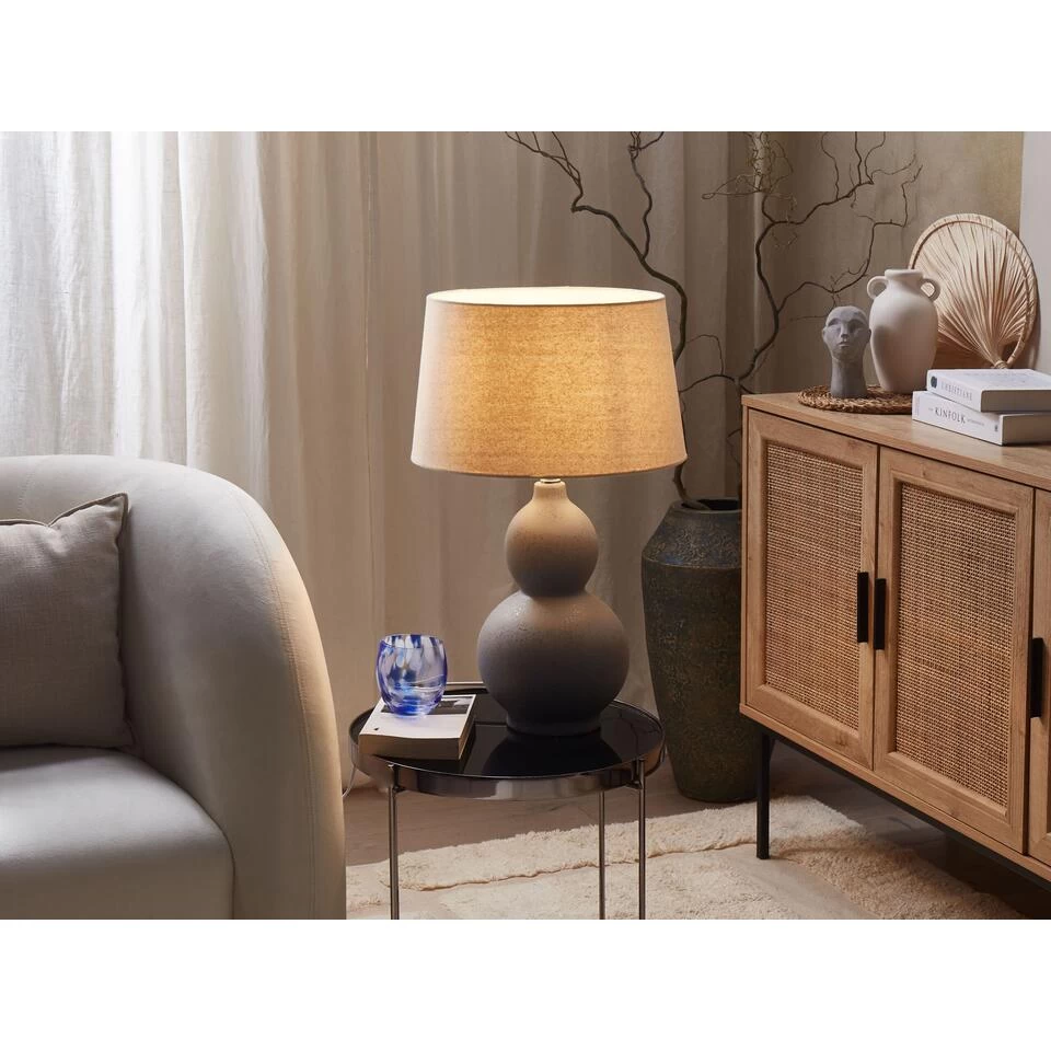 Beliani Tafellamp YENISEI - Grijs Keramiek 4 Beliani Tafellamp YENISEI - Grijs Keramiek - Afbeelding 2