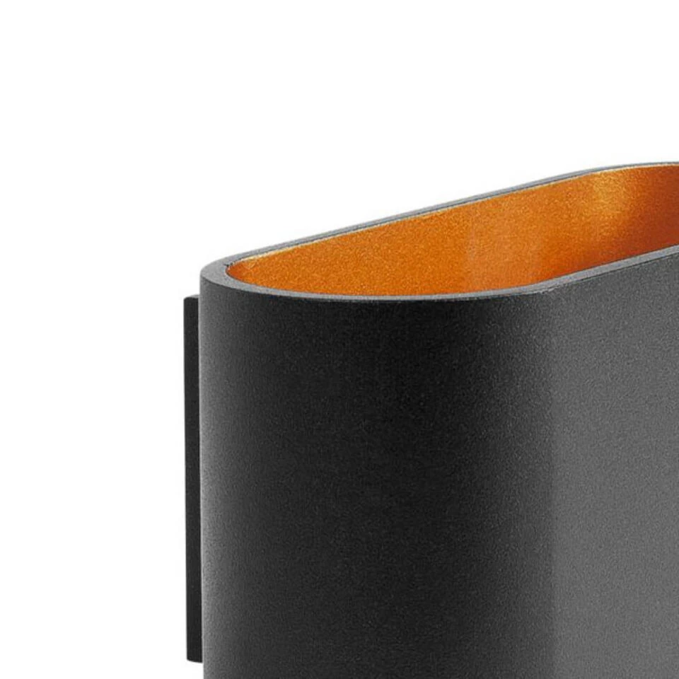 Highlight Wandlamp Oval - 1 Lichts - 8x8 Cm - Zwart Goud 4 Highlight Wandlamp Oval - 1 Lichts - 8x8 Cm - Zwart Goud - Afbeelding 2