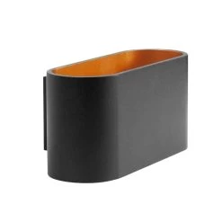 Highlight Wandlamp Oval - 1 Lichts - 8x8 Cm - Zwart Goud