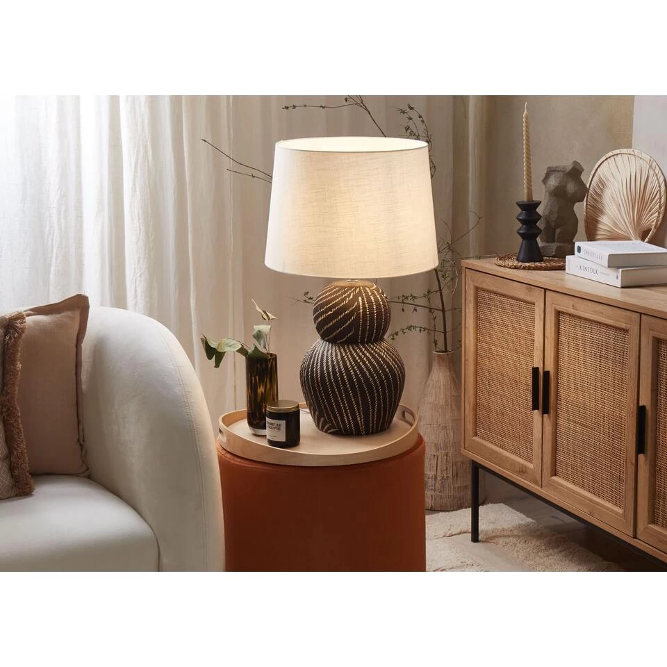 Beliani Tafellamp GUAPORE - Zwart Keramiek 4 Beliani Tafellamp GUAPORE - Zwart Keramiek - Afbeelding 2