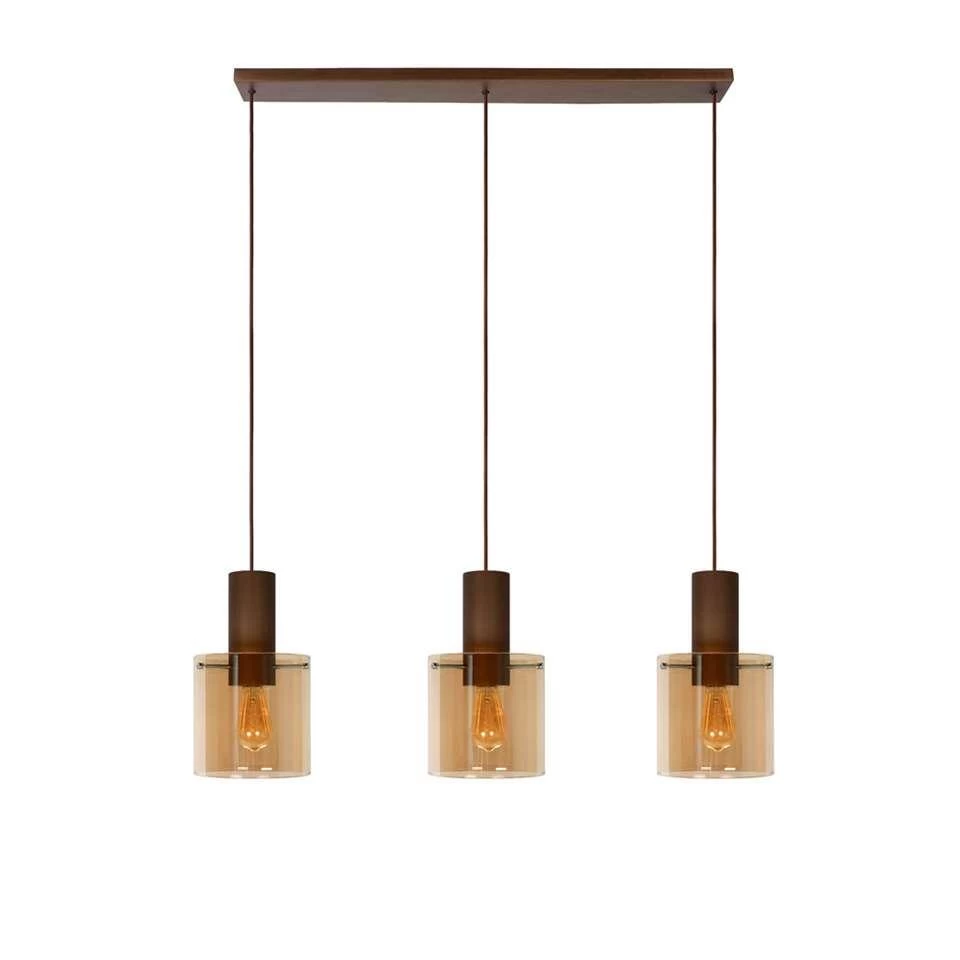 Lucide Hanglamp Toledo 3 Lichts - Amber - Ø20 Cm 4 Lucide Hanglamp Toledo 3 Lichts - Amber - Ø20 Cm - Afbeelding 2