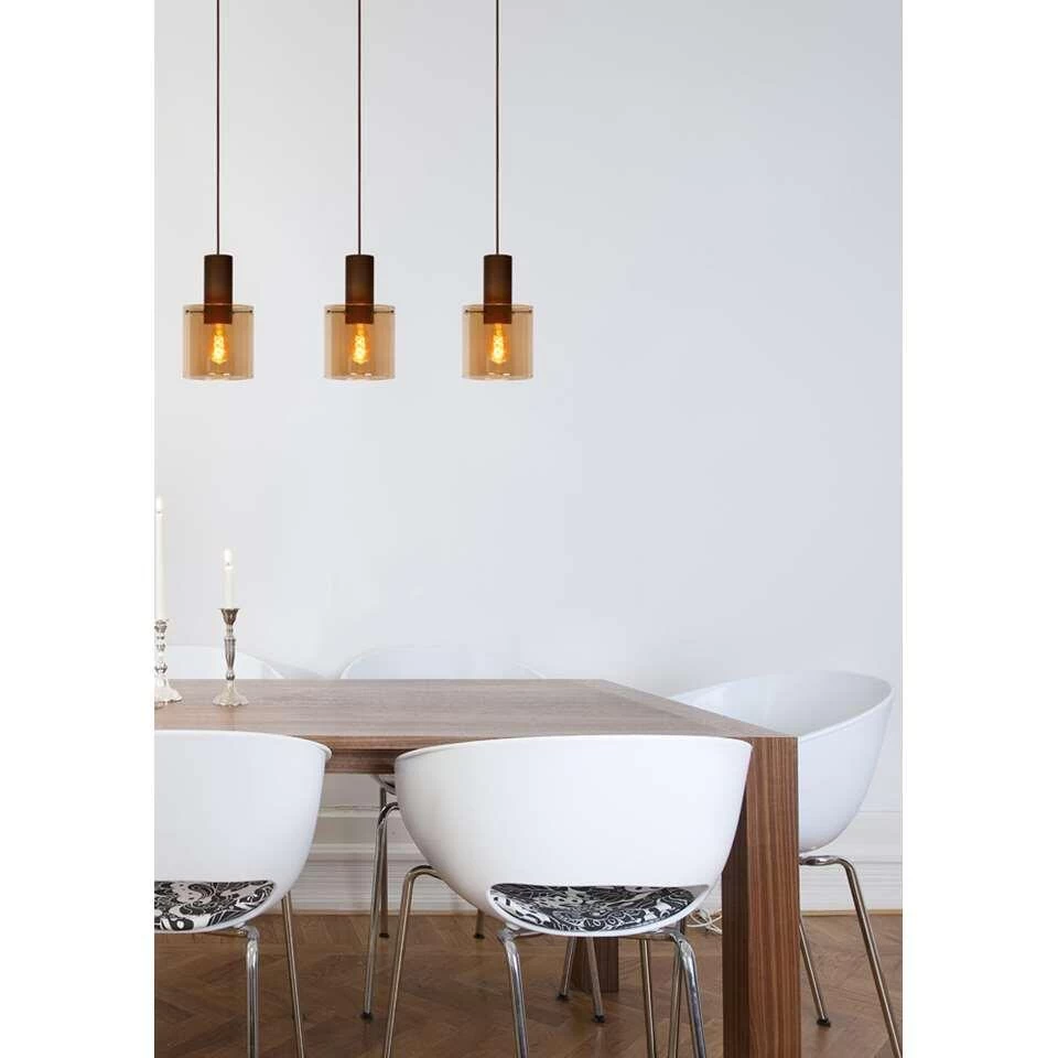 Lucide Hanglamp Toledo 3 Lichts - Amber - Ø20 Cm 6 Lucide Hanglamp Toledo 3 Lichts - Amber - Ø20 Cm - Afbeelding 4