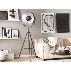 Beliani Staande Lamp THAMES - Zwart Staal -Beroemde Verlichtings Winkel 84af46bb63e94822971db7f77c44dcc1