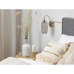 Beliani Muurlamp SYSOLA - Zilver Metaal -Beroemde Verlichtings Winkel bf2990d07bd945499f973565cd255d19