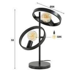 Industriële Tafellamp Otan Rond 2-lichts - 26x42x53 Cm - Metaal - Zwart -Beroemde Verlichtings Winkel d7c401bff2a0422e8962df996bf9a8bc