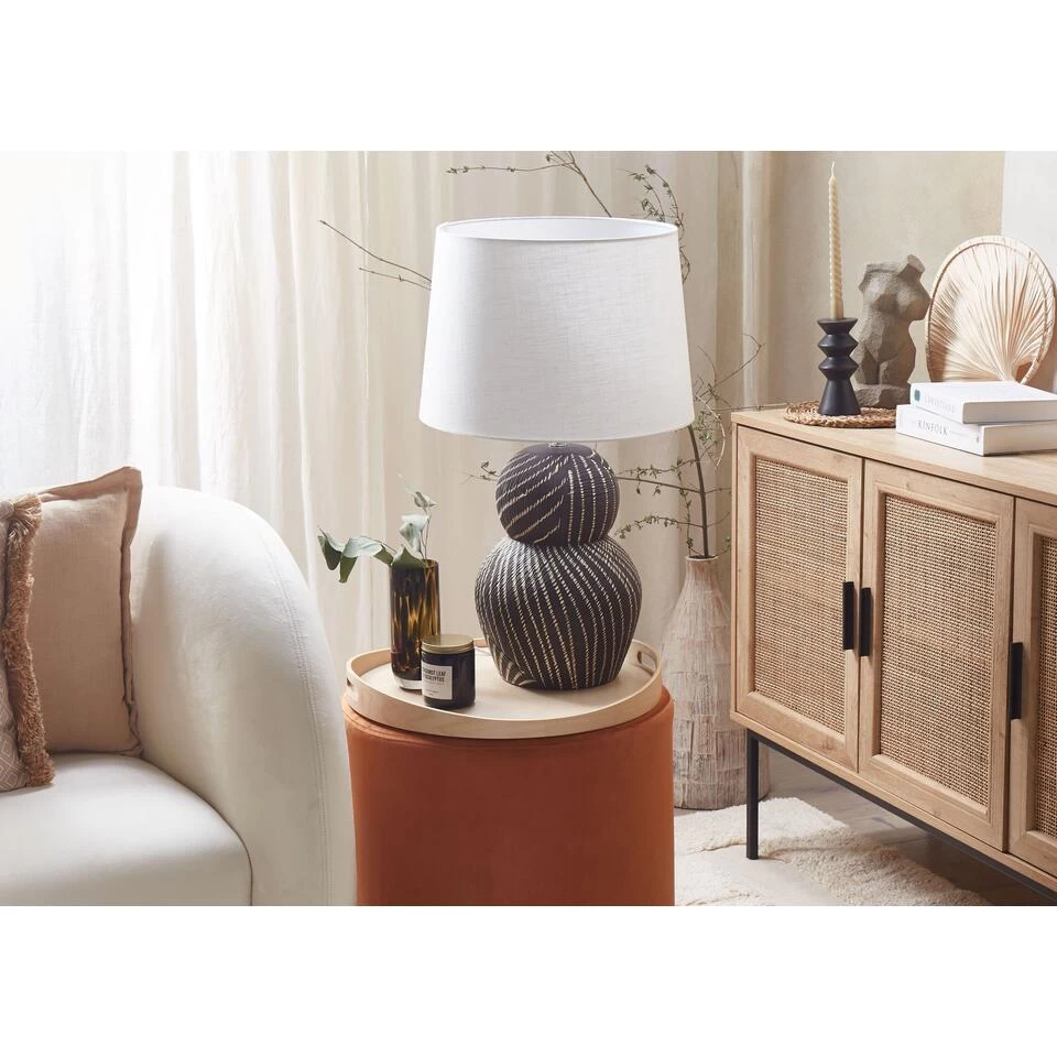 Beliani Tafellamp GUAPORE - Zwart Keramiek 6 Beliani Tafellamp GUAPORE - Zwart Keramiek - Afbeelding 4